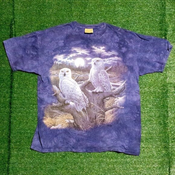 THE MOUNTAIN MENS T SHIRT VINTAGE 1999 SNOWY OWLS BIRD FEATHERS OUTDOORS SZ XXL - Picture 1 of 6